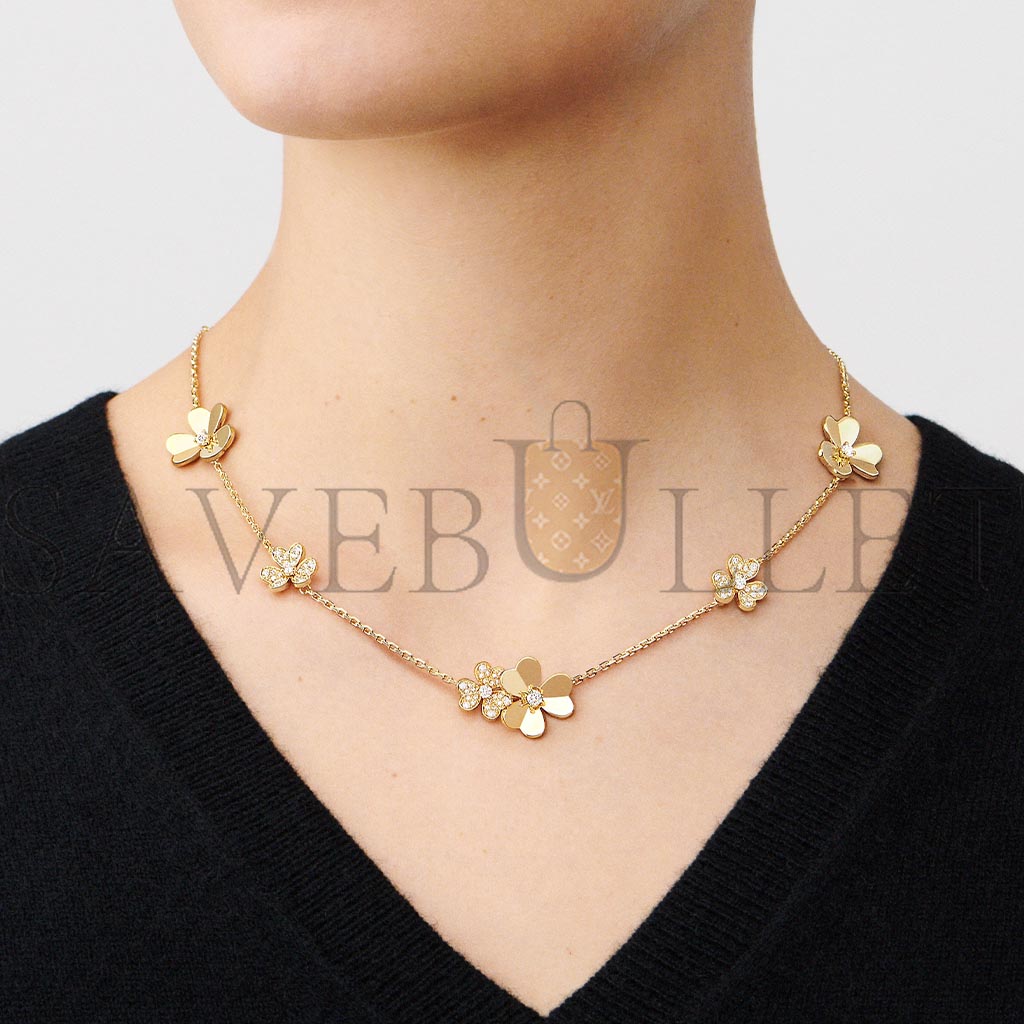 VAN CLEEF ARPELS FRIVOLE NECKLACE, 9 FLOWERS - YELLOW GOLD, DIAMOND  VCARP3W600